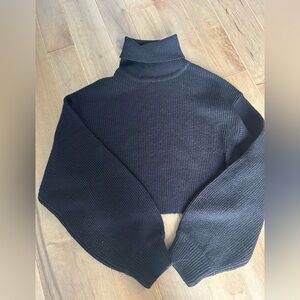 Cropped Black Turtleneck Sweater